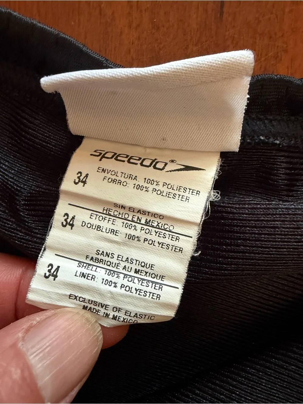 Speedo Black Swim Trunks with Blue Side Stripes Size 34
